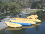 several banana water sled towables