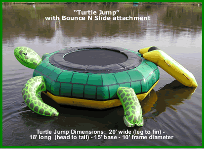 water trampolines and slides on inflatable trampolines, water trampoline or bouncer and water toys