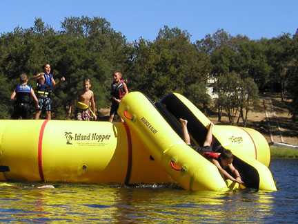 CAN BE ATTACHED IN MINUTES FOR ADDED FUN TO ANY WATER TRAMPOLINE THAT HAS 